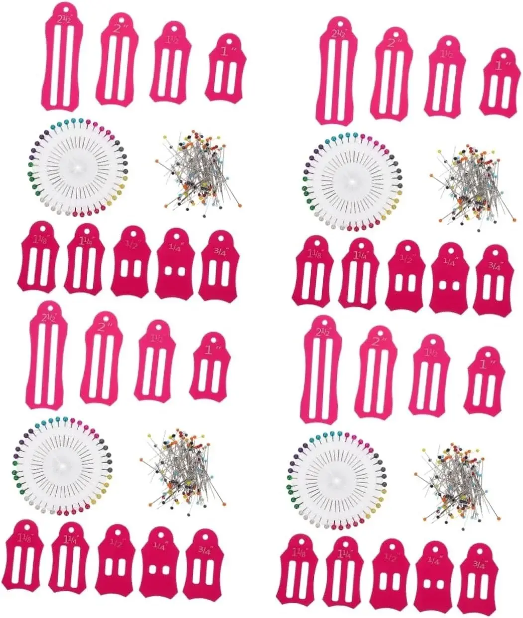4 Sets Clothing Tailoring Set Bias Tape Makers Foldable Fabric Tool Binding Tool for Quilting Sewing Supplies Tailoring Pin Ruler Kit Quilt Binding Tool Folding Ruler Pin Kit