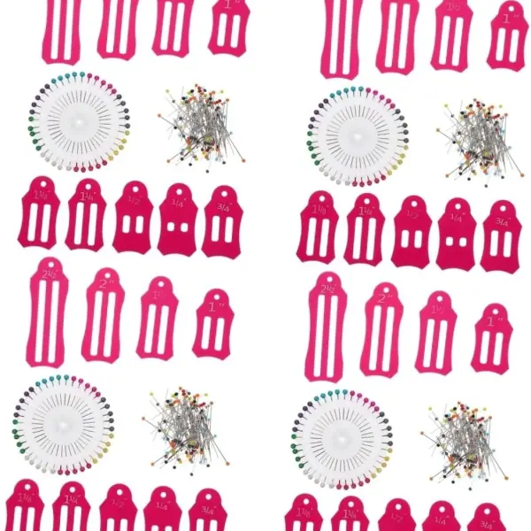 4 Sets Clothing Tailoring Set Bias Tape Makers Foldable Fabric Tool Binding Tool for Quilting Sewing Supplies Tailoring Pin Ruler Kit Quilt Binding Tool Folding Ruler Pin Kit
