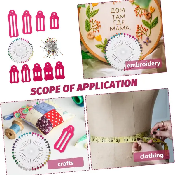 4 Sets Clothing Tailoring Set Bias Tape Makers Foldable Fabric Tool Binding Tool for Quilting Sewing Supplies Tailoring Pin Ruler Kit Quilt Binding Tool Folding Ruler Pin Kit