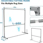Lezbanz Rug Tufting Frame Kit with Aluminum Nails for Extra Firm Fixing, Tufting Cloth Stand, Adjustable Rug Tufting Frame for Rug Making, Suitable for Beginners & Lovers (66''H×66''L)