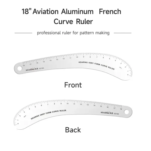 Kearing French Curve Ruler - 24 Inch Aluminum for Pattern Making, Sewing, Quilting & Design