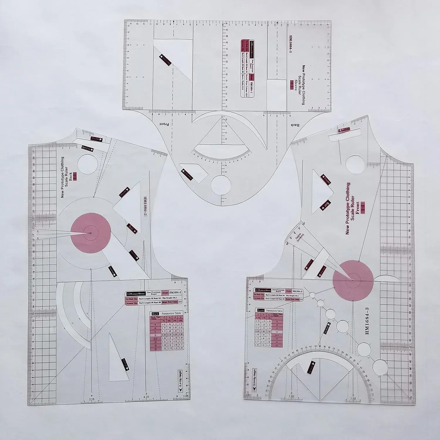 HONEYSEW 1:1 Fashion Design Ruler for Women Blouse Cloth Design School Student Teching Apparel Drawing Templete Garment Prototype Sewing Ruler Model 160/84A