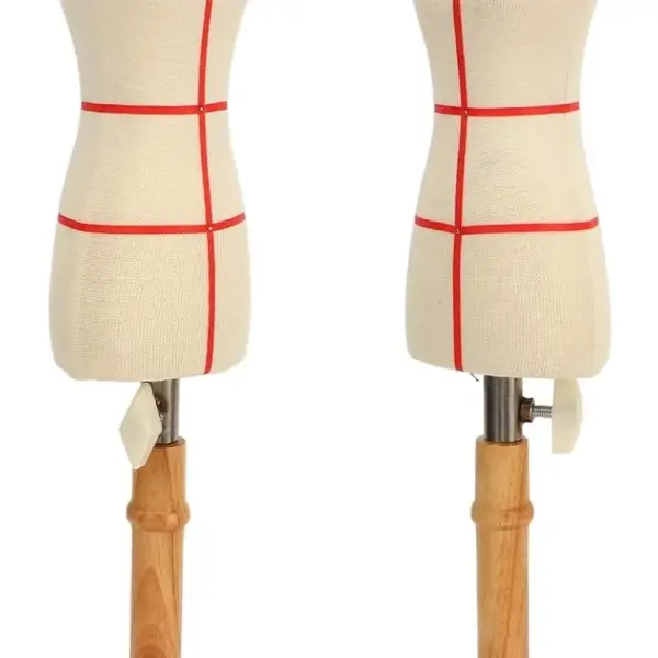 Premium Female Dress Form, Professional Tailoring Tool, Adjustable Height, Beechwood and Canvas Material, Stable Wooden Frame, Easy Sewing and (Type 2)