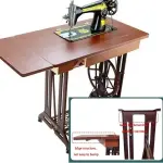 Vintage Handmade Treadle Sewing Machine, Antique Cast Iron Body with Wooden Table, Manual Foot-Pedal Operated for Home Sewing, No Electricity Needed, Includes Beginner Tools & Instructions