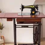 Vintage Handmade Treadle Sewing Machine, Antique Cast Iron Body with Wooden Table, Manual Foot-Pedal Operated for Home Sewing, No Electricity Needed, Includes Beginner Tools & Instructions