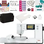 Bernette B79 Sewing and Embroidery Machine Combo | Computerized Touchscreen Machine with 3 Hoops, Sunset Thread Kit, $500+ Embroidery Design Tools, Presser Feet, Extension Table & More