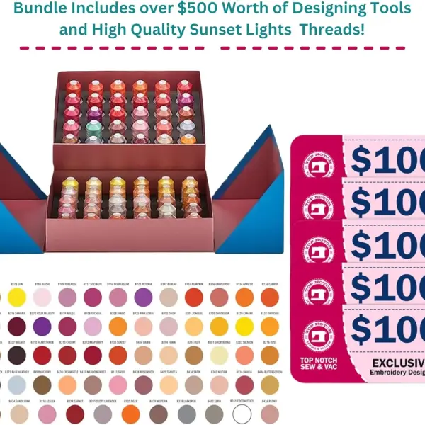 Bernette B79 Sewing and Embroidery Machine Combo | Computerized Touchscreen Machine with 3 Hoops, Sunset Thread Kit, $500+ Embroidery Design Tools, Presser Feet, Extension Table & More
