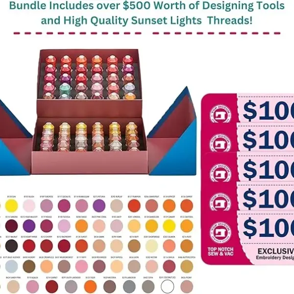 Bernette B79 Sewing and Embroidery Machine Combo | Computerized Touchscreen Machine with 3 Hoops, Sunset Thread Kit, $500+ Embroidery Design Tools, Presser Feet, Extension Table & More
