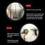 Farm Boot Scrubber with 3-Sided Brushes & Water Spray | Stainless Steel Shoe Cleaner Tool | Heavy-Duty Footwear Scraper for Livestock, Farm & Ranch Use