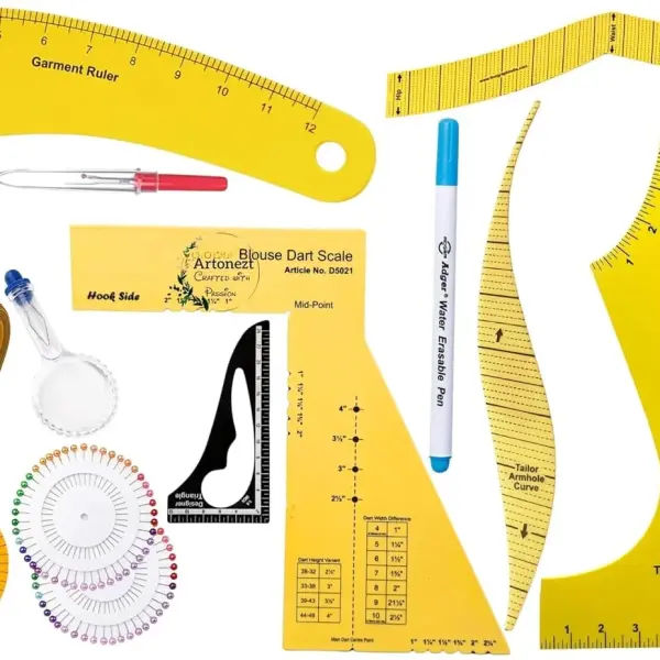 Professional Pattern Marking French Curve Ruler Set – Tailor Sewing Drawing Fashion Design Templates & DIY Clothing Tops Pants Blouse Dress Making Accessories Measuring Tool Kit Set of 12