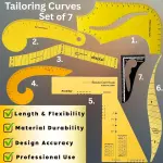 Professional Pattern Marking French Curve Ruler Set – Tailor Sewing Drawing Fashion Design Templates & DIY Clothing Tops Pants Blouse Dress Making Accessories Measuring Tool Kit Set of 12