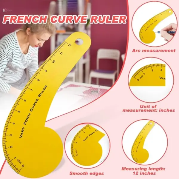 Professional Pattern Marking French Curve Ruler Set – Tailor Sewing Drawing Fashion Design Templates & DIY Clothing Tops Pants Blouse Dress Making Accessories Measuring Tool Kit Set of 12