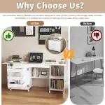 Portable Sewing Machine Table with Storage Shelves & Lockable Wheels, Foldable Sewing Desk with Fold-Out Table, Multipurpose Craft Station with 58" Drop-Leaf Worktop
