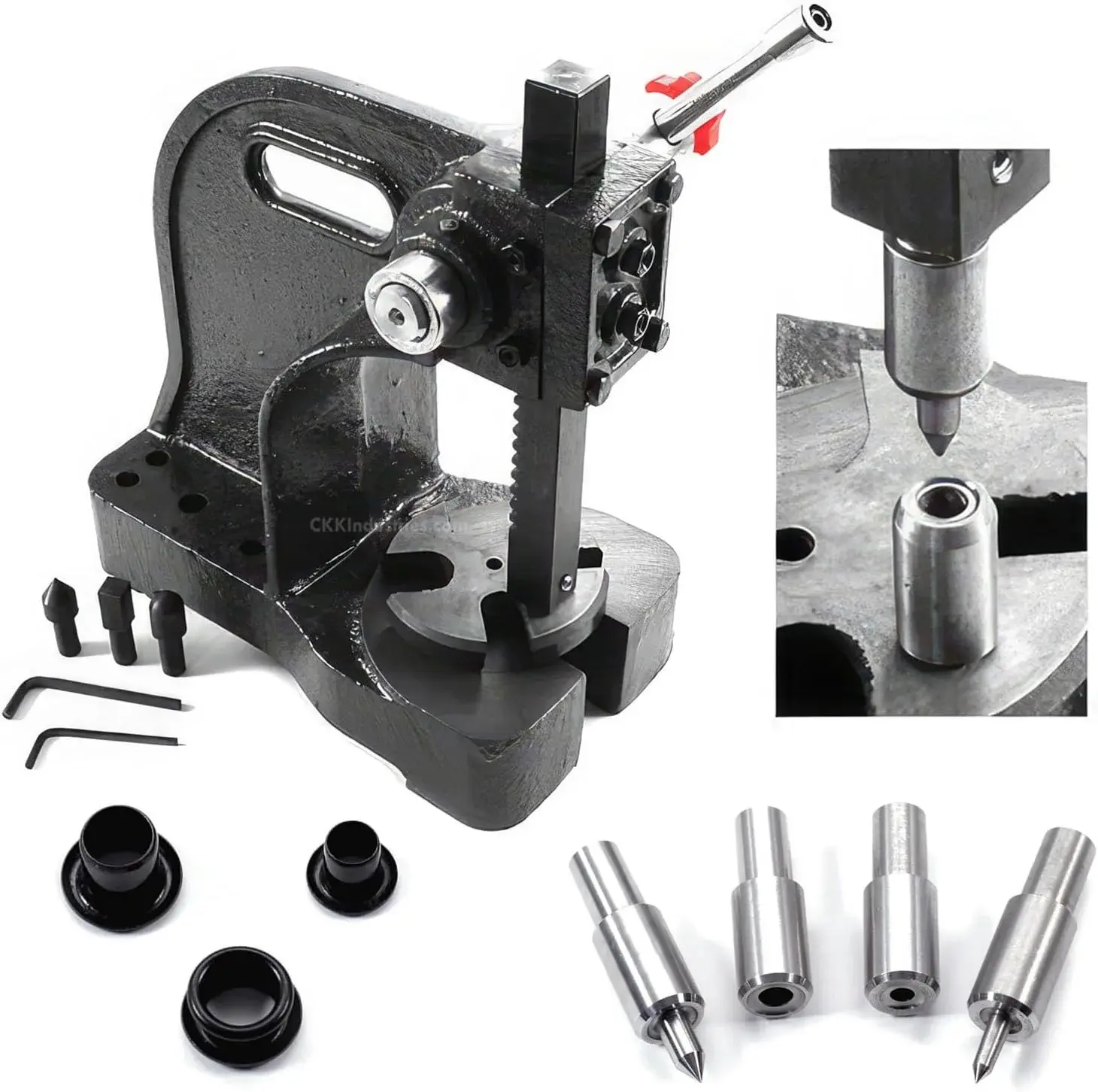 Eyelet Setting Press & Dies Combo - (Master Series) - (Includes: Arbor Press, 3/16 + 1/4 Eyelet Setting Dies) - (fits #6 & #8 Eyelet Sizes) - for DIY Hobby & Craft