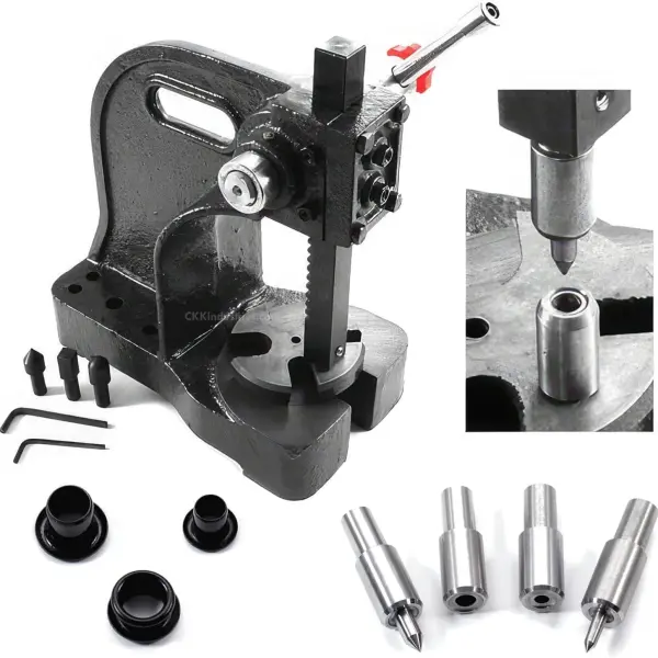 Eyelet Setting Press & Dies Combo - (Master Series) - (Includes: Arbor Press, 3/16 + 1/4 Eyelet Setting Dies) - (fits #6 & #8 Eyelet Sizes) - for DIY Hobby & Craft
