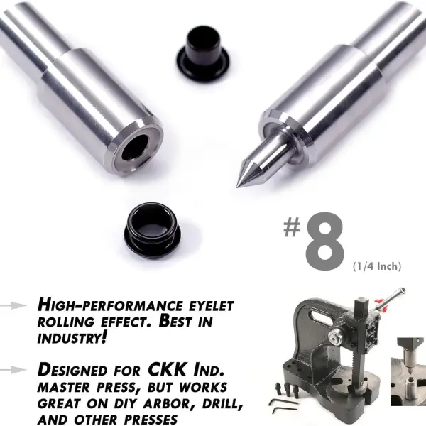 Eyelet Setting Press & Dies Combo - (Master Series) - (Includes: Arbor Press, 3/16 + 1/4 Eyelet Setting Dies) - (fits #6 & #8 Eyelet Sizes) - for DIY Hobby & Craft