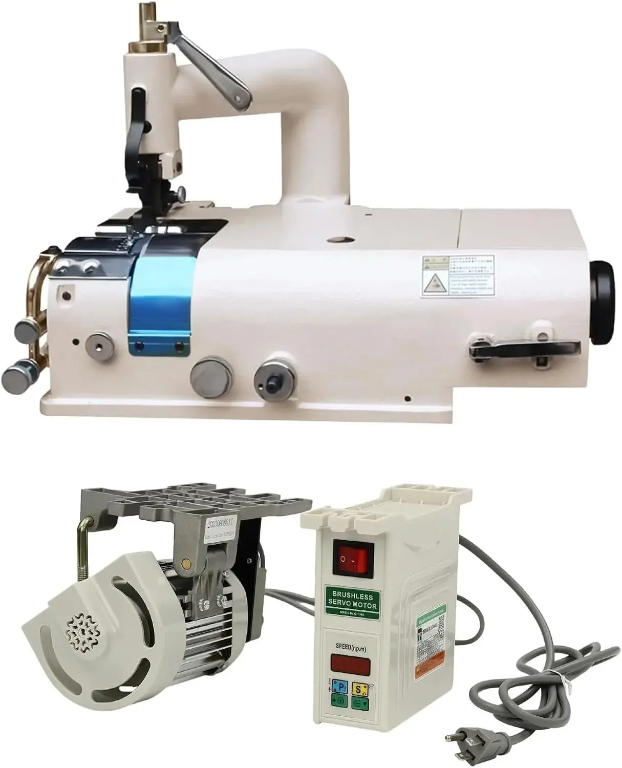 Electric Leather Skiving Machine, Industrial Sewing Machine with 600W Brushless Servo Motor 3 Presser Feet Specification Shovel Skin Cutter for Leather, Felt & Rubber(Leather Peeler Head + Motor)