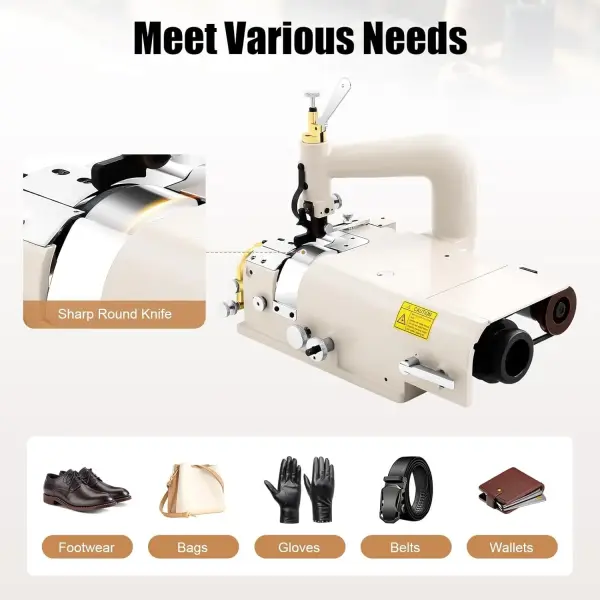 Electric Leather Skiving Machine, Industrial Sewing Machine with 600W Brushless Servo Motor 3 Presser Feet Specification Shovel Skin Cutter for Leather, Felt & Rubber(Leather Peeler Head + Motor)