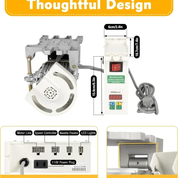 Electric Leather Skiving Machine, Industrial Sewing Machine with 600W Brushless Servo Motor 3 Presser Feet Specification Shovel Skin Cutter for Leather, Felt & Rubber(Leather Peeler Head + Motor)