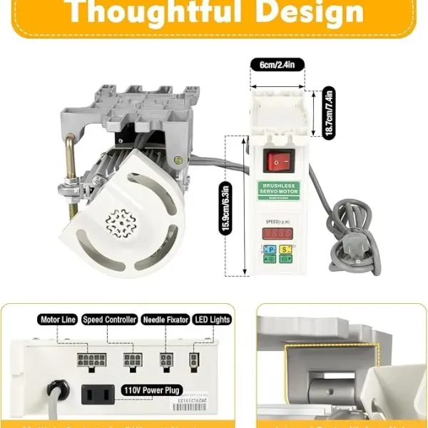 Electric Leather Skiving Machine, Industrial Sewing Machine with 600W Brushless Servo Motor 3 Presser Feet Specification Shovel Skin Cutter for Leather, Felt & Rubber(Leather Peeler Head + Motor)