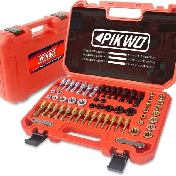 61Pcs Thread Chaser Repair Kit, Rethread Repair Tool, UNC UNF & Metric Thread Restorer Set with Thread Pitch Gauge