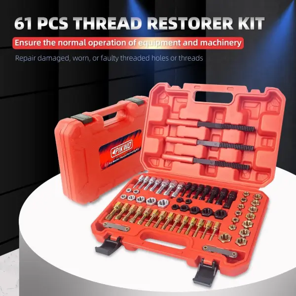 61Pcs Thread Chaser Repair Kit, Rethread Repair Tool, UNC UNF & Metric Thread Restorer Set with Thread Pitch Gauge