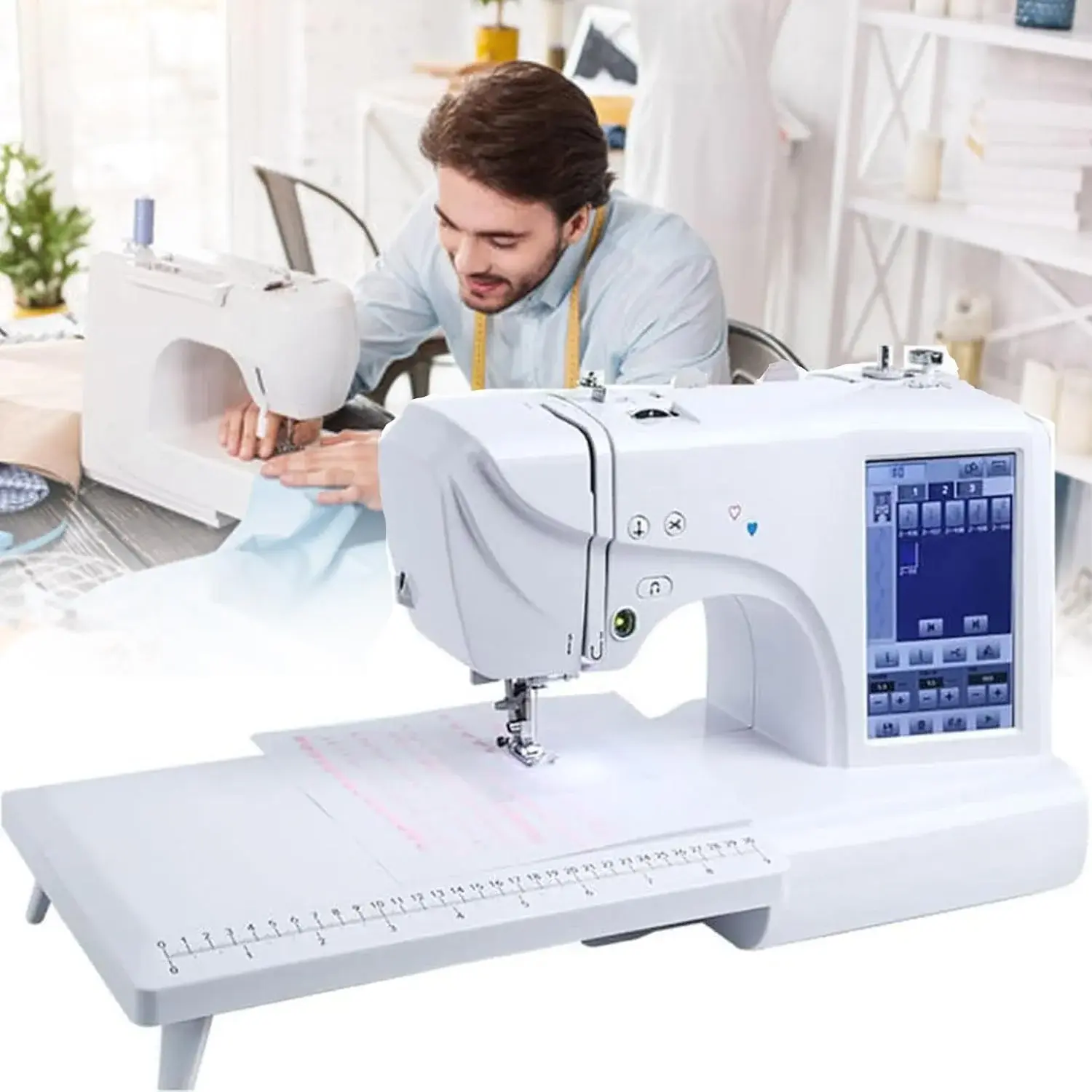 7-Inch Computerised Digital Sewing Machine,3.93"x3.93"/3.93"x9.25" embroidery area+Multiple patterns can be imported,LED Lighting,Multifunctional Industrial Sewing Machine