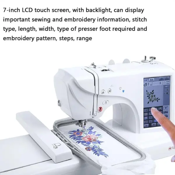 7-Inch Computerised Digital Sewing Machine,3.93"x3.93"/3.93"x9.25" embroidery area+Multiple patterns can be imported,LED Lighting,Multifunctional Industrial Sewing Machine