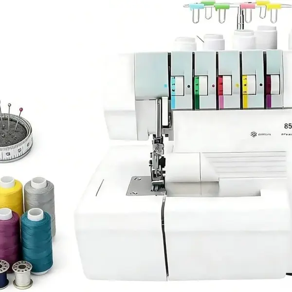 150W Overlocker Sewing Machine - 2-3-4-5 Stitch Capabilities, Professional Heavy-Duty Coverstitch, Digital Pressure & Adjustable Foot Controller for Home & Tailoring.