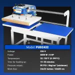 MechMaxx 24x32 Inch (60x80cm) Industrial Pneumatic Dual Platen Heat Press - Auto Lift Digital Sublimation Transfer Machine (220V 8HP),PUD2432