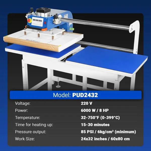 MechMaxx 24x32 Inch (60x80cm) Industrial Pneumatic Dual Platen Heat Press - Auto Lift Digital Sublimation Transfer Machine (220V 8HP),PUD2432