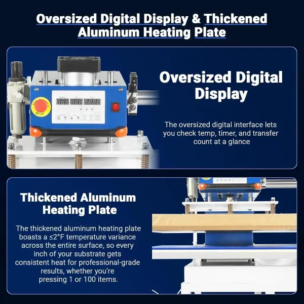 MechMaxx 24x32 Inch (60x80cm) Industrial Pneumatic Dual Platen Heat Press - Auto Lift Digital Sublimation Transfer Machine (220V 8HP),PUD2432