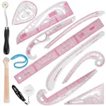 13PCS Styling Sewing French Curve Ruler Set, Dress Makers Rulers Clear Sewing Tailors Pattern Making Ruler for Fashion Design and Guides