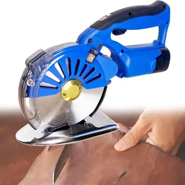 Electric Fabric Rotary Cutter with 2x16.8V Battery, Cordless Speed Adjustable Scissor 125mm Round Knife Leather Cutting Machine Suitable, for Multi-Layer Fabric