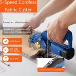 Electric Fabric Rotary Cutter with 2x16.8V Battery, Cordless Speed Adjustable Scissor 125mm Round Knife Leather Cutting Machine Suitable, for Multi-Layer Fabric