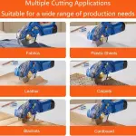 Electric Fabric Rotary Cutter with 2x16.8V Battery, Cordless Speed Adjustable Scissor 125mm Round Knife Leather Cutting Machine Suitable, for Multi-Layer Fabric