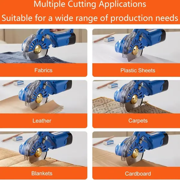 Electric Fabric Rotary Cutter with 2x16.8V Battery, Cordless Speed Adjustable Scissor 125mm Round Knife Leather Cutting Machine Suitable, for Multi-Layer Fabric