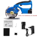 Electric Fabric Rotary Cutter with 2x16.8V Battery, Cordless Speed Adjustable Scissor 125mm Round Knife Leather Cutting Machine Suitable, for Multi-Layer Fabric