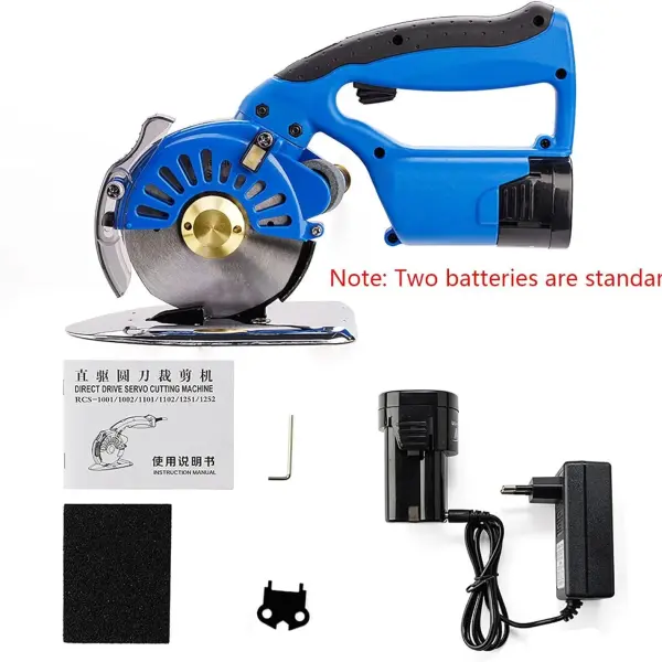 Electric Fabric Rotary Cutter with 2x16.8V Battery, Cordless Speed Adjustable Scissor 125mm Round Knife Leather Cutting Machine Suitable, for Multi-Layer Fabric