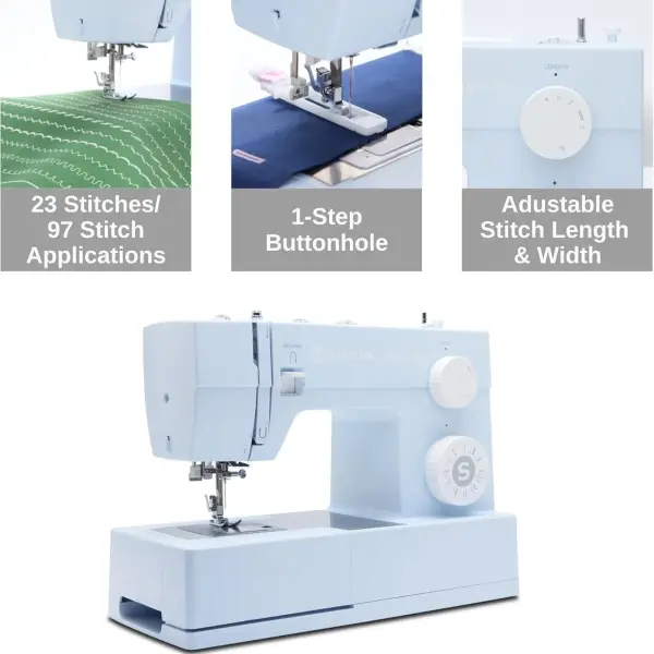 SINGER® HD 4423 (Meltwater Blue) High Speed Sewing Machine + Accessories | 23 Built-In Stitches Deliver 97 Stitch Applications | 50% More Power, 1100 Stitches/Min | Metal Frame, 1-Step Buttonhole