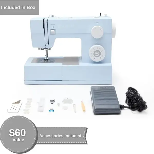 SINGER® HD 4423 (Meltwater Blue) High Speed Sewing Machine + Accessories | 23 Built-In Stitches Deliver 97 Stitch Applications | 50% More Power, 1100 Stitches/Min | Metal Frame, 1-Step Buttonhole