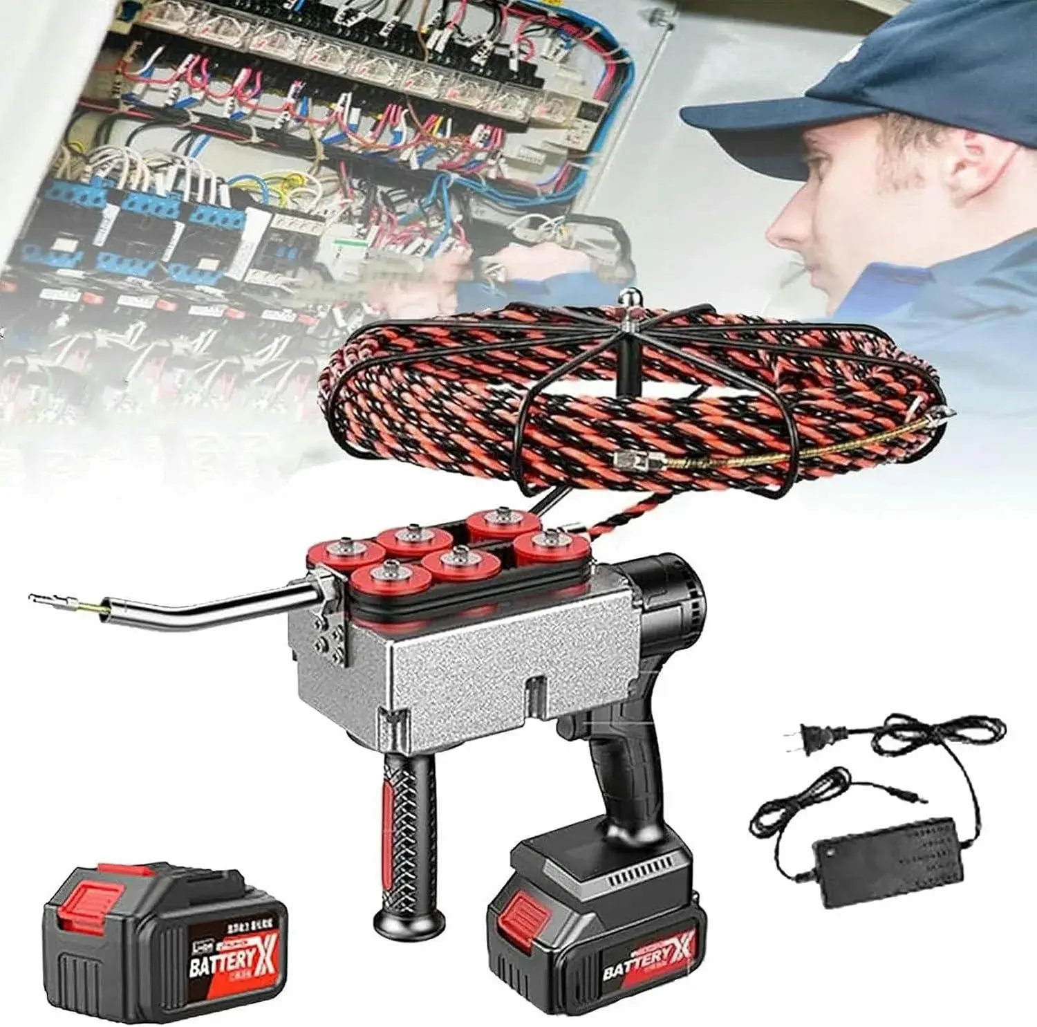 Wire Threading Tool, Cable Puller, Electrician Pull Hidden Wire Pipe Threader Automatic Threading Machine Dark Wire Electrical Wire Pulling Tool