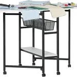 Studio Designs Sew Ready Fabric Cutting Standing Table with Craft Organizers - 58.75" W x 36.5" D x 30" H - Charcoal / White