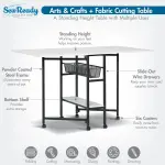 Studio Designs Sew Ready Fabric Cutting Standing Table with Craft Organizers - 58.75" W x 36.5" D x 30" H - Charcoal / White