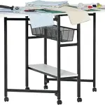 Studio Designs Sew Ready Fabric Cutting Standing Table with Craft Organizers - 58.75" W x 36.5" D x 30" H - Charcoal / White