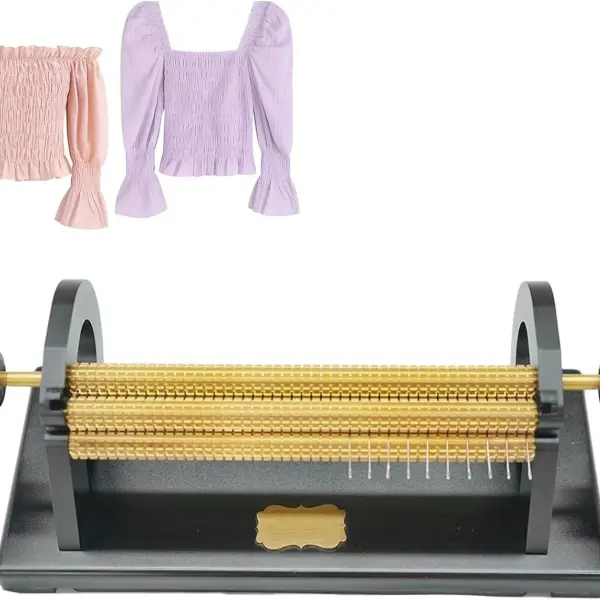 Adjustable Smocking Pleater,24 Row Smocking Pleater with 24 Sewing Needles & Tool Kit, 47 Positions,Even Fabric Folds, 0.5 cm Stitch Spacing, for Costume & Craft Sewing