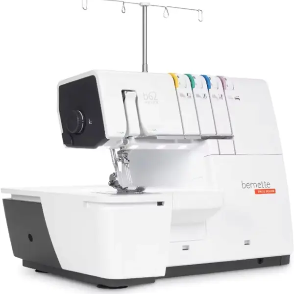 Bernette B62 Airlock Coverstitch Machine Bundle | Air Threader, Thread Needles, Bobbins, LED Light, Extension Table | Heavy Duty, Sewing & Quilting Kit with Tools for Beginner & Professional Use