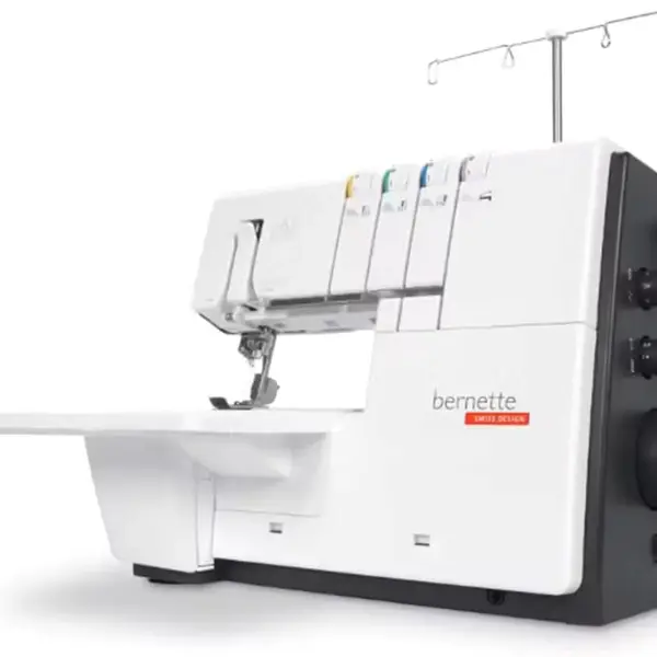 Bernette B62 Airlock Coverstitch Machine Bundle | Air Threader, Thread Needles, Bobbins, LED Light, Extension Table | Heavy Duty, Sewing & Quilting Kit with Tools for Beginner & Professional Use