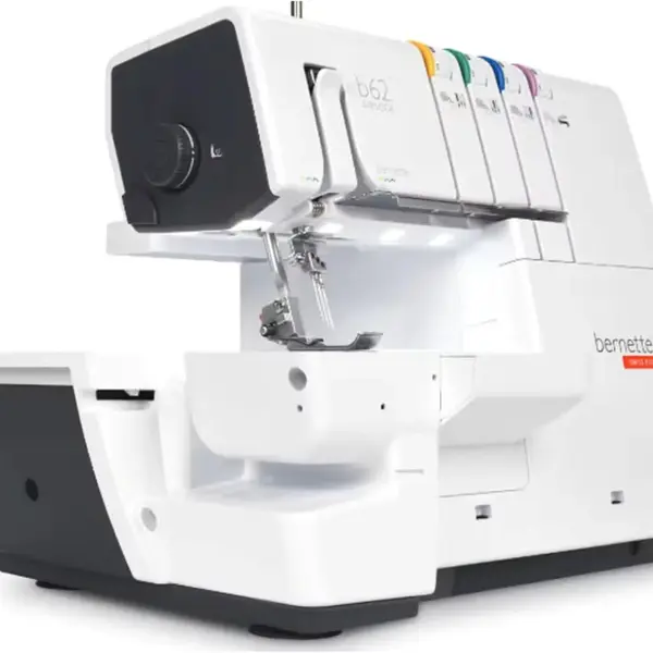 Bernette B62 Airlock Coverstitch Machine Bundle | Air Threader, Thread Needles, Bobbins, LED Light, Extension Table | Heavy Duty, Sewing & Quilting Kit with Tools for Beginner & Professional Use