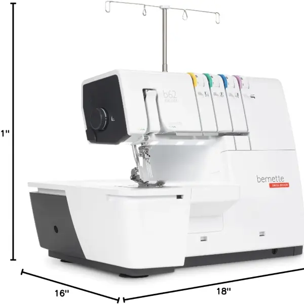 Bernette B62 Airlock Coverstitch Machine Bundle | Air Threader, Thread Needles, Bobbins, LED Light, Extension Table | Heavy Duty, Sewing & Quilting Kit with Tools for Beginner & Professional Use